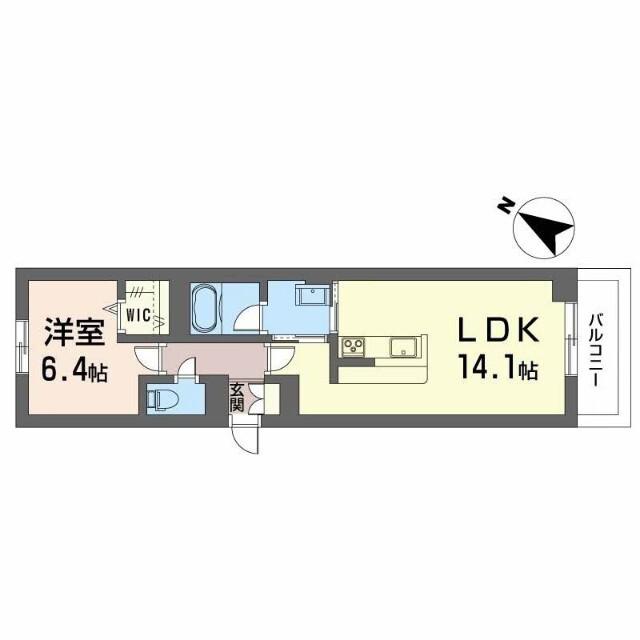 フルールブラン(1LDK/2階)の間取り写真
