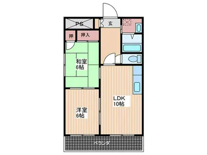 シャルム川手(2LDK/2階)の間取り写真