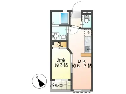 SOLARE八王子(1DK/1階)の間取り写真