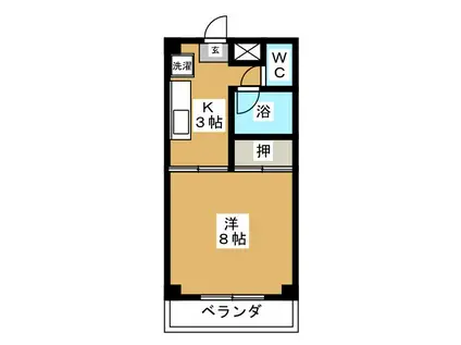 ひまわりハイツ(1K/2階)の間取り写真