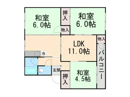 岡本ハイツ(3LDK/4階)の間取り写真