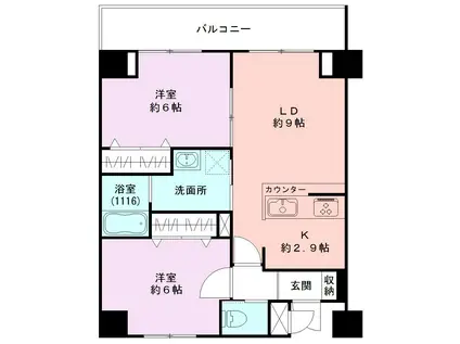 リヴェール女池(2LDK/3階)の間取り写真