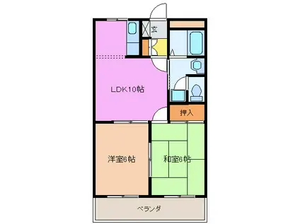 トゥインクル(2LDK/2階)の間取り写真