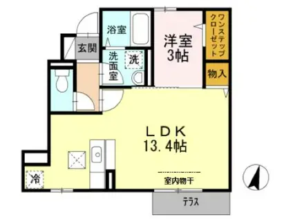 クヴェレ(1LDK/1階)の間取り写真