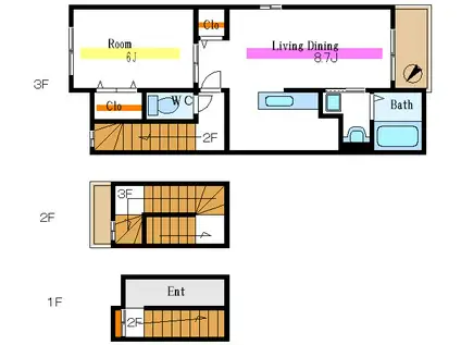 SUNRISE SHELL(1LDK/3階)の間取り写真