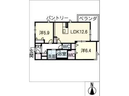 青柳離宮(2LDK/2階)の間取り写真