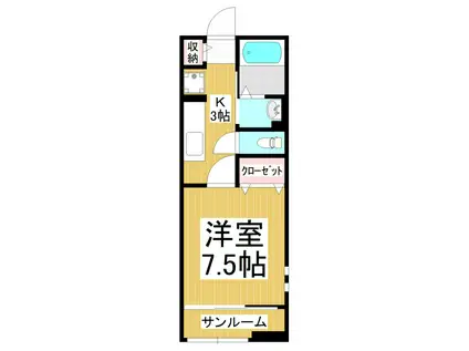 サンマロン(1K/1階)の間取り写真