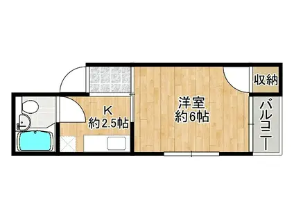 ライズワン高槻(1K/2階)の間取り写真