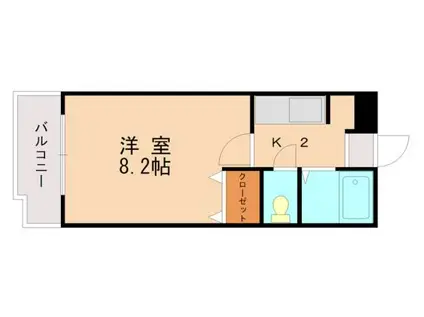 ツインコーポ唐原B(1K/4階)の間取り写真