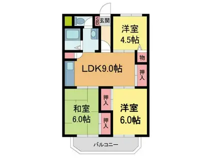 パールハイツ竹若(3LDK/3階)の間取り写真