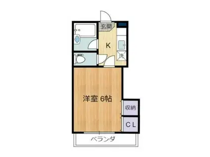 ロワール調布(1K/2階)の間取り写真