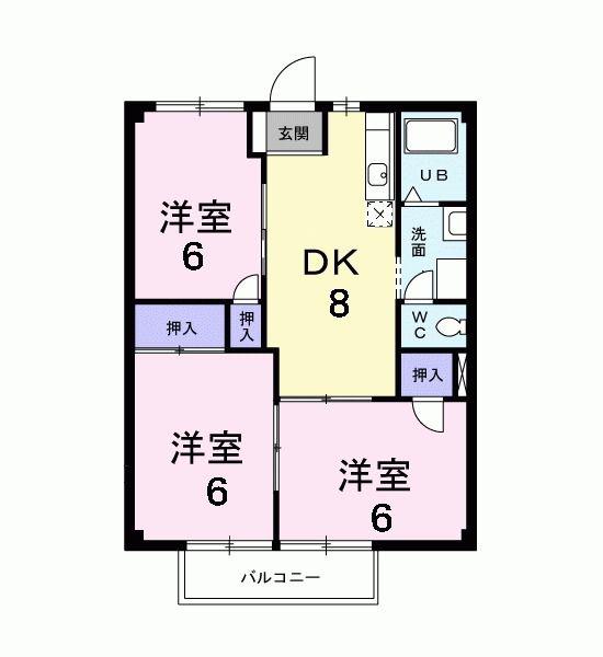 ニューシティ松田(3DK/2階)の間取り写真