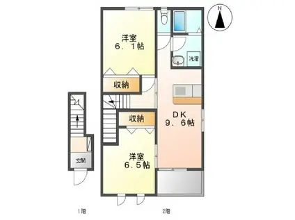 フォレスト鹿妻II(2DK/2階)の間取り写真