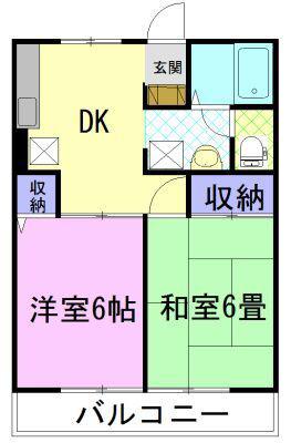 フレンド宝木C(2DK/2階)の間取り写真