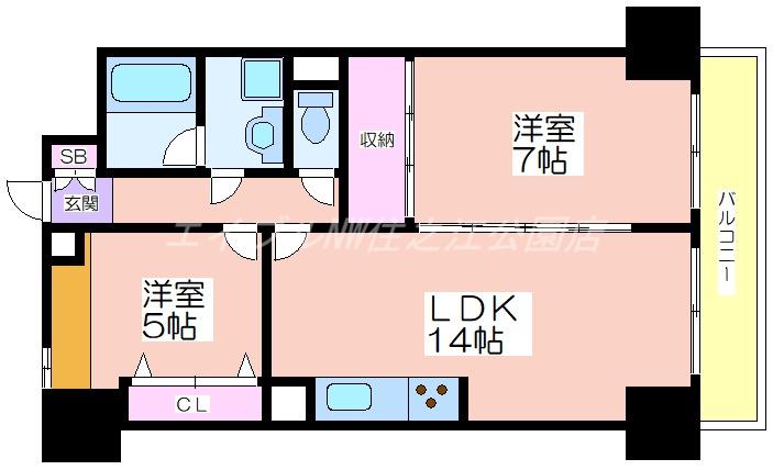 パークモダン住之江公園(2LDK/2階)の間取り写真