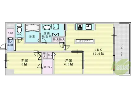 パークナ―ドフィット津雲台(2LDK/5階)の間取り写真