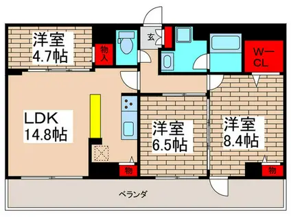 カスタリア西船橋II(3LDK/2階)の間取り写真