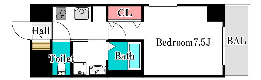 S-RESIDENCE表町(1K/8階)の間取り写真
