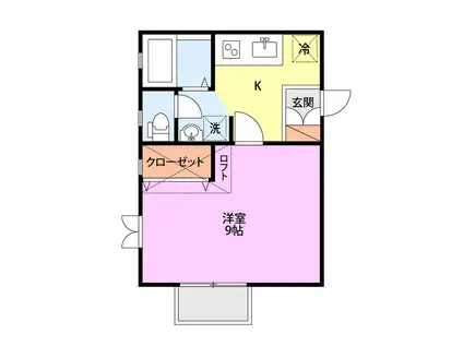 クレアトゥールII(1K/2階)の間取り写真
