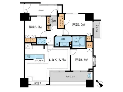 ケーディーエックスレジデンス町田(3LDK/6階)の間取り写真