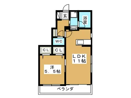 LAUREL イースト GARDEN(1LDK/3階)の間取り写真