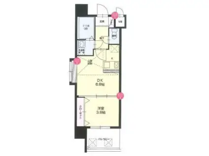 NO.66 GUARANTEE 21 博多(1DK/12階)の間取り写真