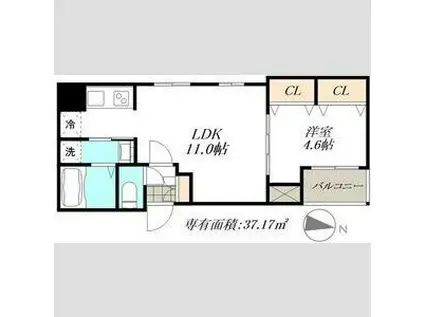 CHERIM桜本町LEGACY(1LDK/2階)の間取り写真