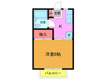 ブルーラビット(1K/1階)の間取り写真
