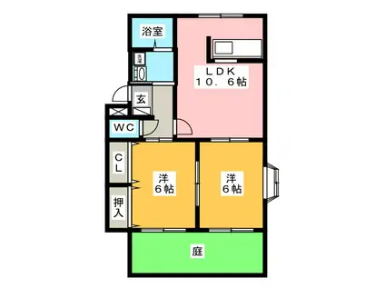 メルヴェール弐番館(2LDK/1階)の間取り写真