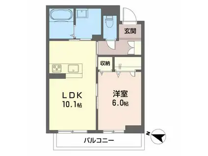 グランカーサ長町(1LDK/3階)の間取り写真