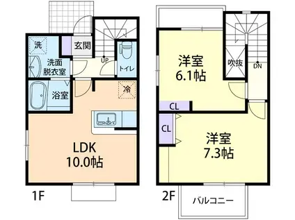 コンフォールIII(2LDK/1階)の間取り写真
