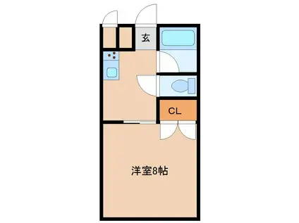 宮崎県延岡市 2階建 築25年(1K/2階)の間取り写真
