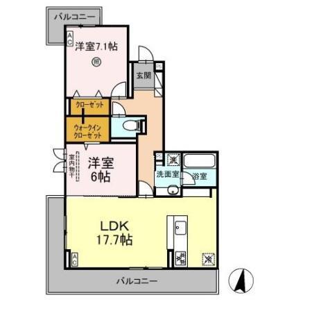 SINFARIA六本松(2LDK/3階)の間取り写真