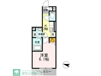 サニークレスト(1K/3階)の間取り写真