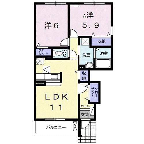 グラン・ポシビリテ III(2LDK/1階)の間取り写真