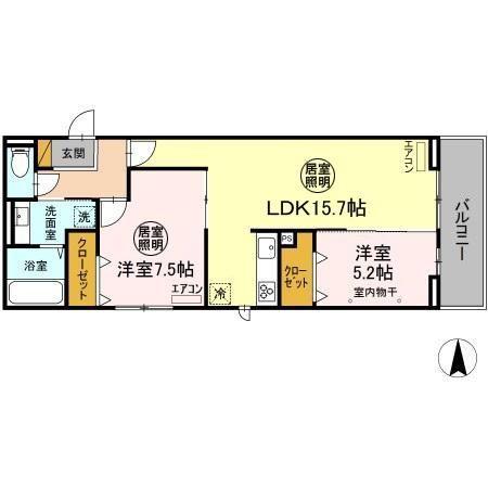 FERRO PALAZZO B棟(2LDK/3階)の間取り写真
