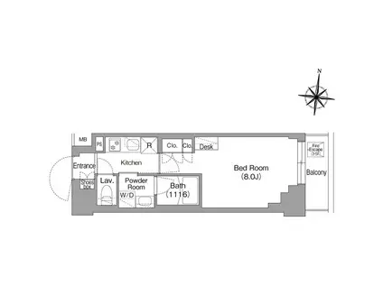 コンフォリア・リヴ大崎(1K/5階)の間取り写真