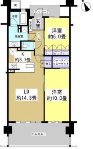 レクセル浜松弁天島(2LDK/3階)の間取り写真
