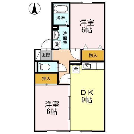 コーポマルタ(2DK/2階)の間取り写真