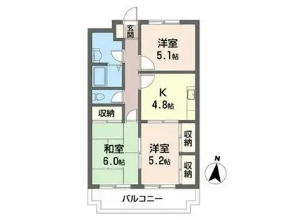 ヴァンエール スドメゾンB棟(3K/1階)の間取り写真