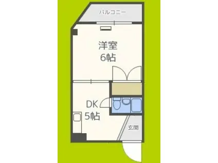 ビクトリー平野(1DK/2階)の間取り写真