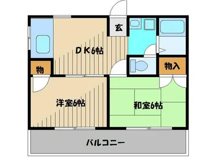 ハイツ光洋A(2DK/2階)の間取り写真
