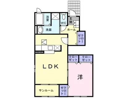 ディアコート川崎(1LDK/1階)の間取り写真