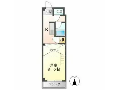 エストゥディオM A棟(ワンルーム/3階)の間取り写真