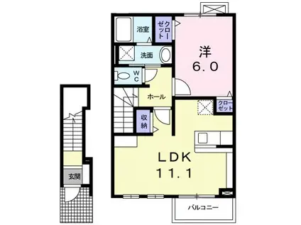 フェリシア・B(1LDK/2階)の間取り写真
