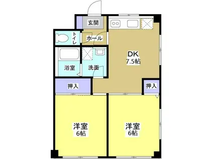 グランドールIII(2DK/1階)の間取り写真