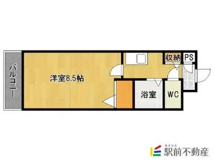 パークコート太宰府(1K/2階)の間取り写真