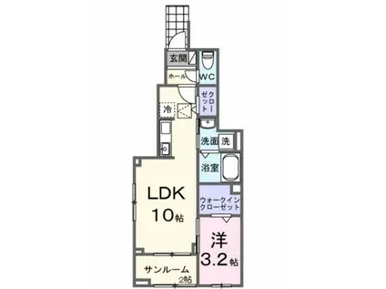 フラワーハイツ壱番館(1LDK/1階)の間取り写真