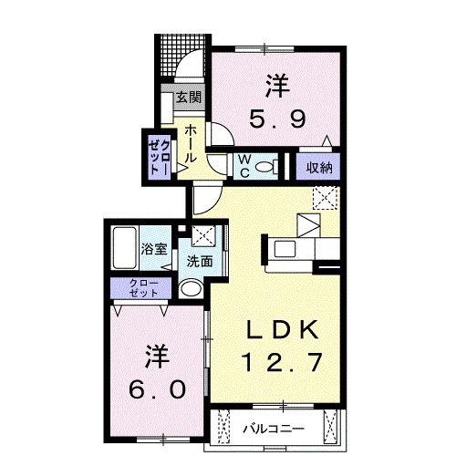 リバーサイドサワナミC(2LDK/1階)の間取り写真