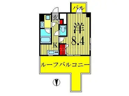 ジーベック亀戸(1K/8階)の間取り写真